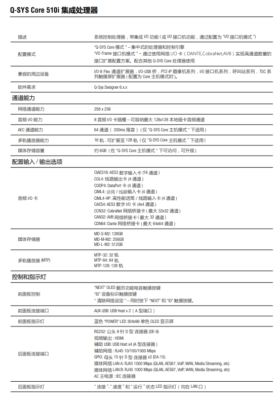 QSC音頻處理器 core510i
